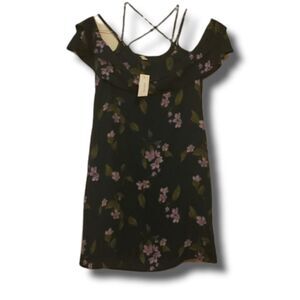 Francescas Miami Peacock Cold Shoulder‎ Fall Floral Dress Size XS NEW